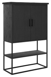 Cabinet Beam small, 2 doors, open rack BLACK