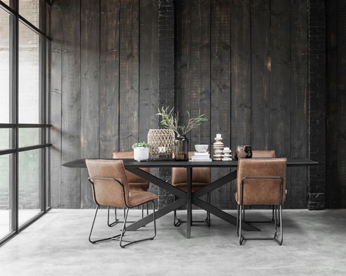 Dining table Curves black + Side chair Delaware_sfeer
