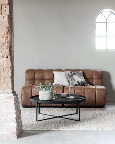 HI 301193 Coffee table Pluto large black + ML 751635 Loveseat Waves_Sfeer