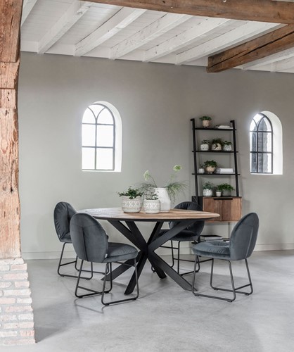 CS 650006 Rack, 2 doors + ML 749691 Chair Bouton + TI 601105 Dining table Shape_Sfeer