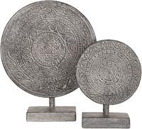 ML 980007 Decorative Circle on stand Old White set of 2