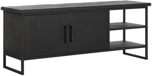 TV stand Beam No.2 small, 2 doors, 2 open racks BLACK