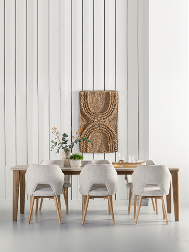 BM 752525 Bliss mortex dining table - ML 749015 Blossom chair natural ML 890929 wall panel Puerto Rico_sfeer1