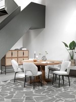 CL 582761 Castello dining table-ML 749514 Bloom side chair Boucle light grey