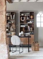 CS 605009 Bookrack Cosmo + BT 438752 Writing desk Beam black + ML 749693 Side chair Bouton_Sfeer 1