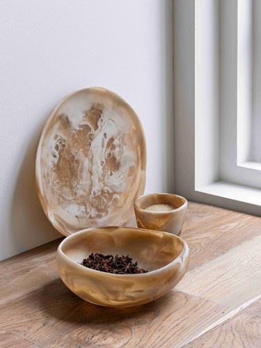 ML 426712 Rafael bowl small brown/white - ML 426714 Rafael bowl large brown/white - ML 426710 Donatello bowl brown/white_sfeer