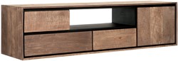 Hanging TV stand Metropole medium, 1 door, 3 drawers, open rack